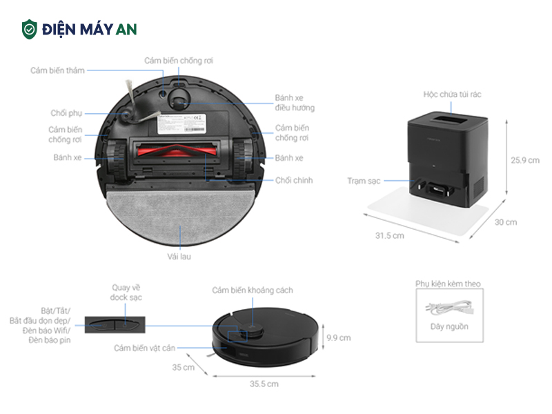 Robot hút bụi lau nhà Roborock Q10PF (Plus) - Đen